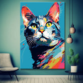 Colorful Cat Portrait Painting by Numbers